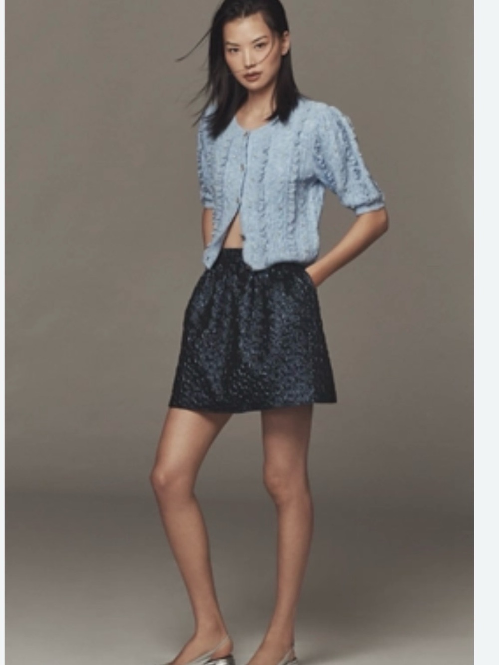 Maeve Textured Navy Mini Skirt - Women's Skirt